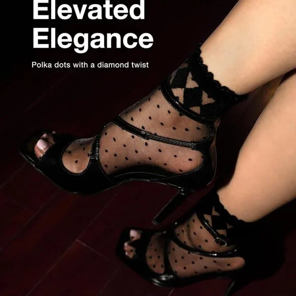 Elevate Your Style with Italian 20 Den Polka Dot Ankle & Knee High Socks - Picture 2 of 6